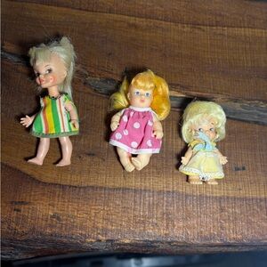 3 Small Vintage Dolls- Uneeda Peewees, Reno Heidi and City Toy Baby Sister